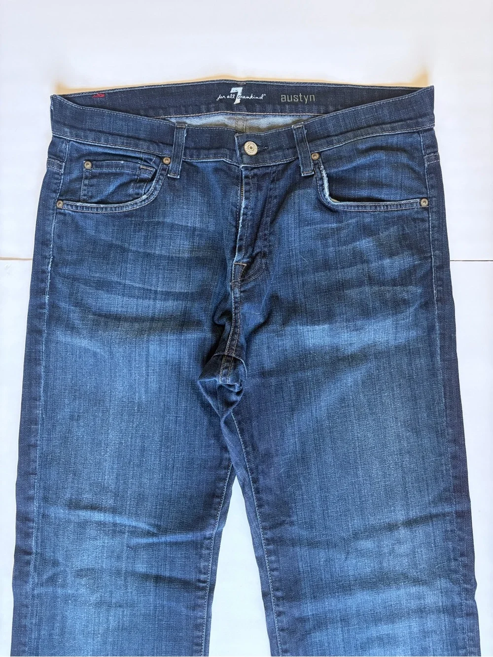 7 For All Mankind Austyn Straight Leg Jeans Dark Wash Stretch Men's 34